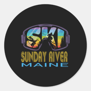 Ski Sunday River Maine Skiing Vacation Classic Round Sticker