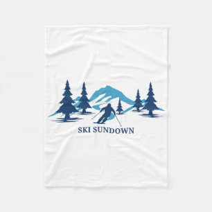 Ski Sundown Connecticut Ski Resort Skiing Skier Fleece Blanket