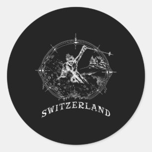 Ski Switzerland Vintage Snow Skiing Vacation Classic Round Sticker