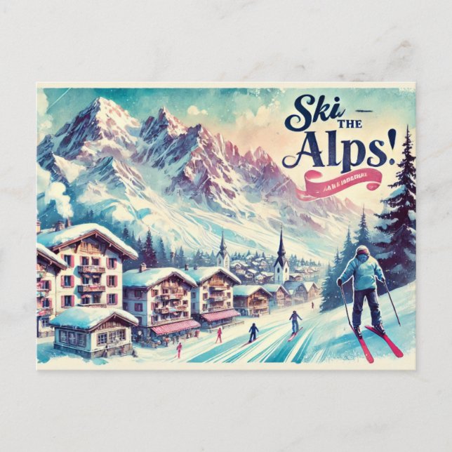 Ski the Alps Postcard (Front)
