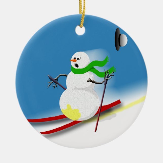 Ski Theme Gift Ideas Holiday Funny Christmas Ceramic Tree Decoration (Front)