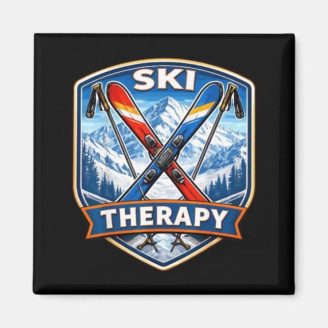 Ski therapy skiing lover funny skier quote mountai magnet (Front)