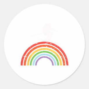 Ski Trip Skiing Rainbow  Classic Round Sticker