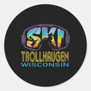 Ski Trollhaugen Wisconsin Skiing Vacation _1  Classic Round Sticker