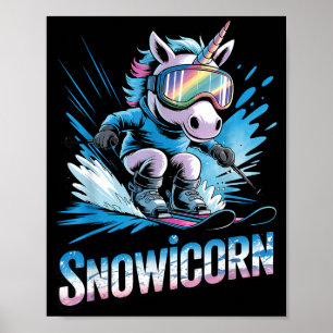 Ski unicorn winter sport skier funny skiing  poster