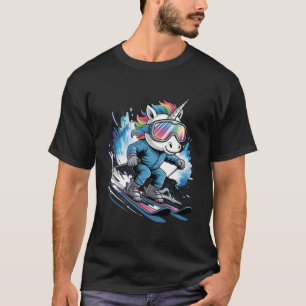 Ski Unicorn Winter Sport Skier Funny Skiing T-Shirt