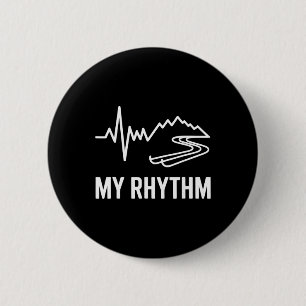 Ski Vacation Snowboard Heartbeat My Rhythm Mountai 6 Cm Round Badge