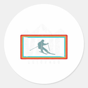 Ski Vail Co Vintage Colorado Skiing Cool Vail Skie Classic Round Sticker