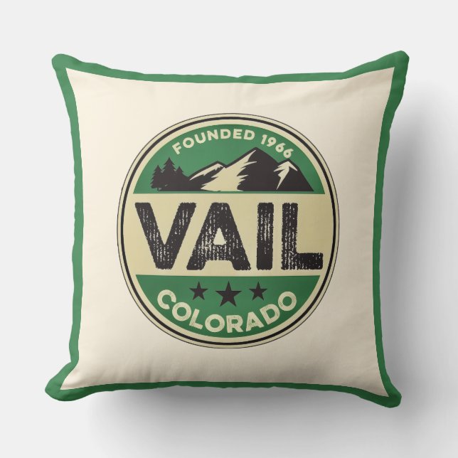 Ski Vail Throw Pillow (Front)