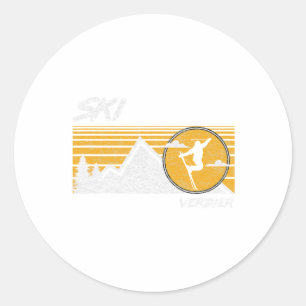 Ski Verbier Retro Switzerland Skiing Tee Classic Round Sticker