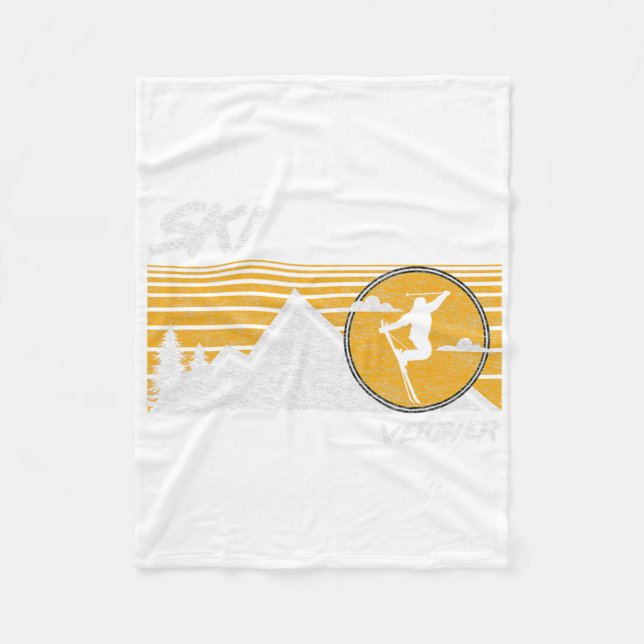 Ski Verbier Retro Switzerland Skiing Tee  Fleece Blanket (Front)