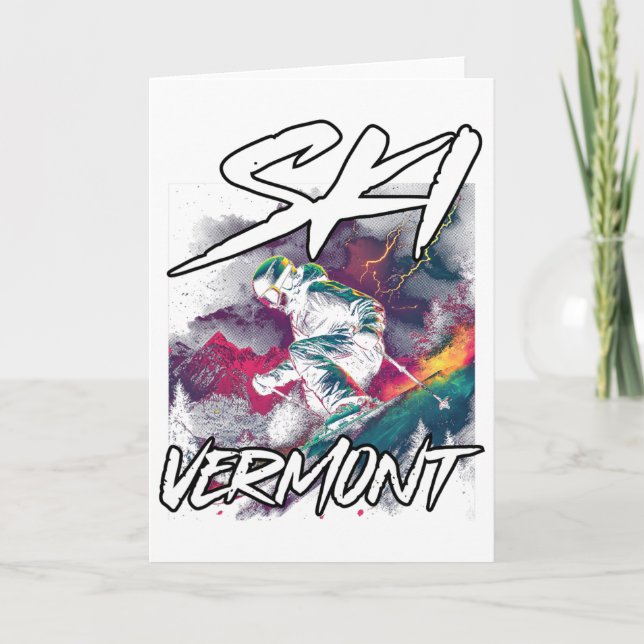 Ski Vermont Downhill Skiing Adventure Skiing Vermo Card (Front)