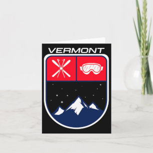 Ski Vermont Mountain Skiing Trail Skier Goggle Pol Card