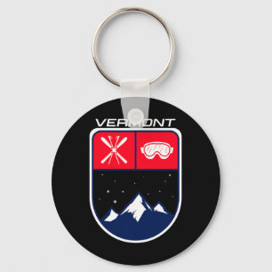 Ski Vermont Mountain Skiing Trail Skier Goggle Pol Key Ring