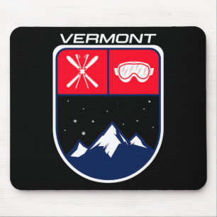 Ski Vermont Mountain Skiing Trail Skier Goggle Pol Mouse Pad