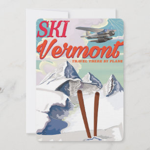 Ski Vermont retro vacation poster Invitation