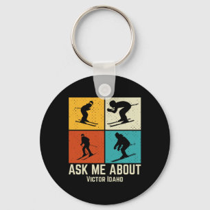 Ski Victor Idaho Mountain Skiing T Men And Women Key Ring