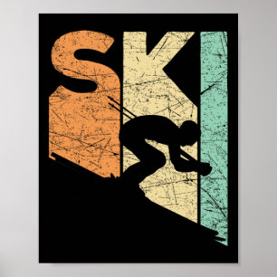 Ski Vintage Skier Retro Skiing Lover Downhill Ski Poster