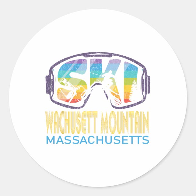 Ski Wachusett Mountain Machusetts Skiing Vacation  Classic Round Sticker (Front)