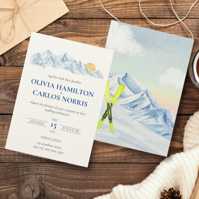 Ski Wedding Watercolor Mountain Landscape (Creator Uploaded)