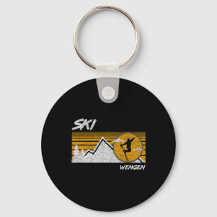 Ski Wengen Retro Switzerland Skiing Tee Key Ring