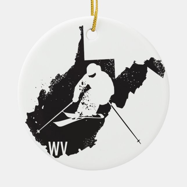 Ski West Virginia Ceramic Tree Decoration (Front)