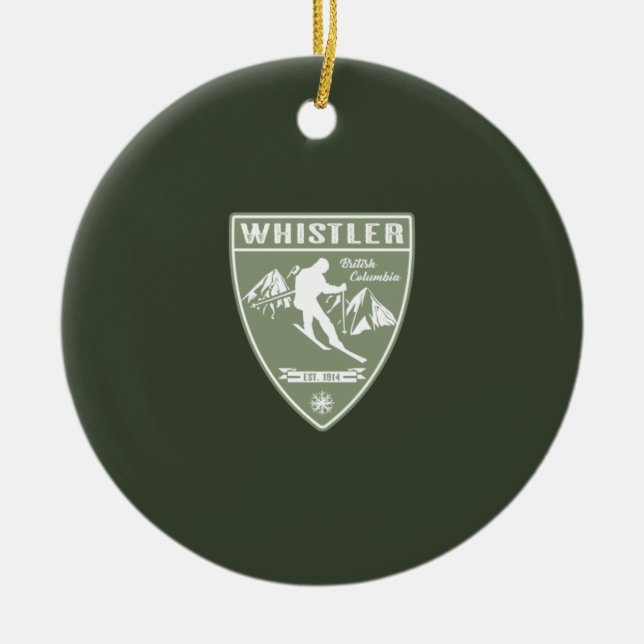 Ski Whistler British Columbia Ceramic Tree Decoration (Front)