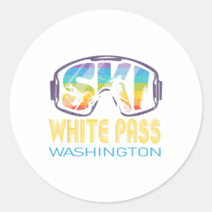 Ski White P Washington Skiing Vacation Classic Round Sticker