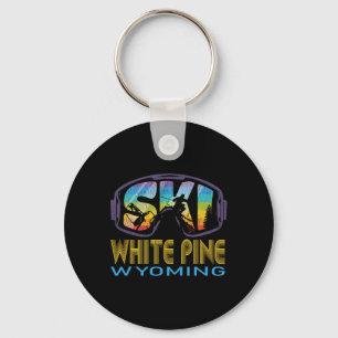 Ski White Pine Wyoming Skiing Vacation Key Ring