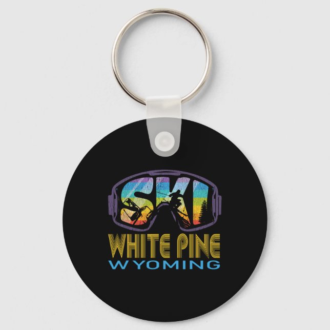 Ski White Pine Wyoming Skiing Vacation  Key Ring (Front)