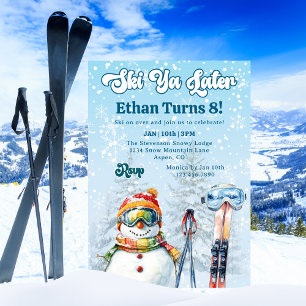 Ski Ya Later Apres Ski Winter Snow Boys Birthday Invitation