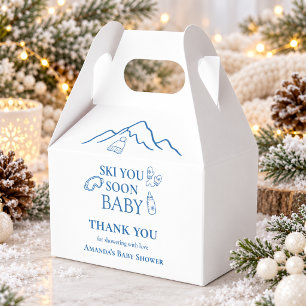 Ski You Soon Blue Boy Winter Baby Shower Favour Box