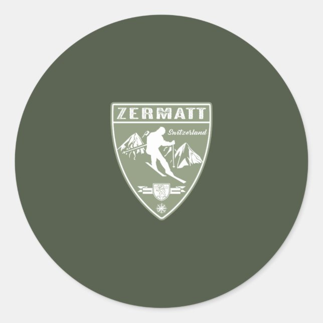 Ski Zermatt Switzerland Classic Round Sticker (Front)