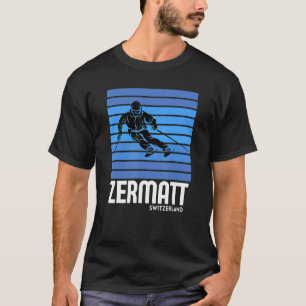 Ski Zermatt Switzerland Winter Sports Vintage Retr T-Shirt