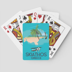 Skiathos Greece travel poster Playing Cards