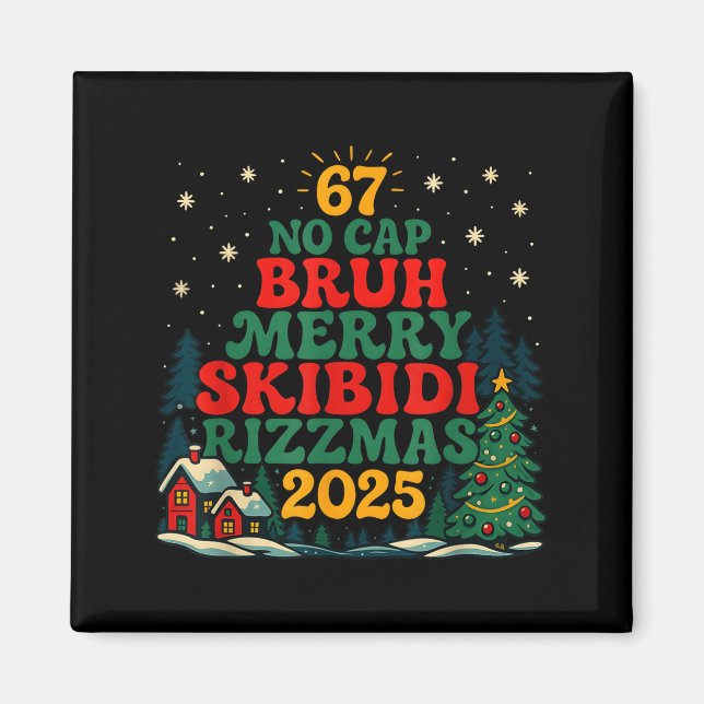 Skibiddi Rizzmas 2025 Funny Meme Christmas Tree  Magnet (Front)