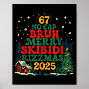 Skibiddi Rizzmas 2025 Funny Meme Christmas Tree  Poster