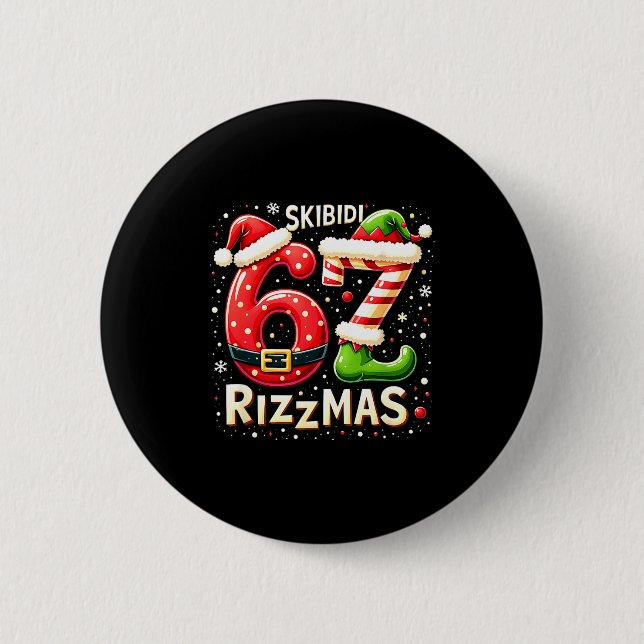 Skibidi 67 Rizzmas Christmas Meme Funny Elf Santa  6 Cm Round Badge (Front)