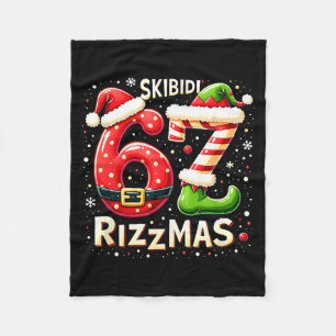 Skibidi 67 Rizzmas Christmas Meme Funny Elf Santa  Fleece Blanket