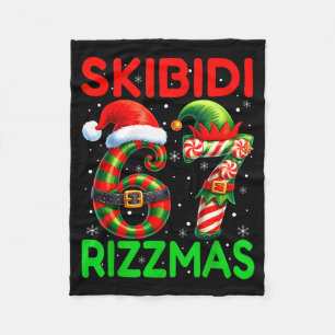 Skibidi 67 Rizzmas Funny Six Seven Meme Christmas  Fleece Blanket