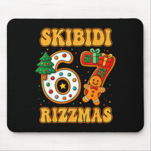 Skibidi 67 Rizzmas Funny Six Seven Meme Christmas  Mouse Pad