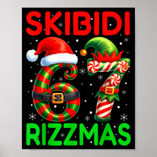 Skibidi 67 Rizzmas Funny Six Seven Meme Christmas  Poster