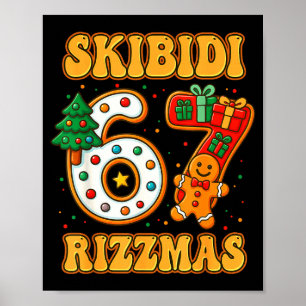 Skibidi 67 Rizzmas Funny Six Seven Meme Christmas  Poster