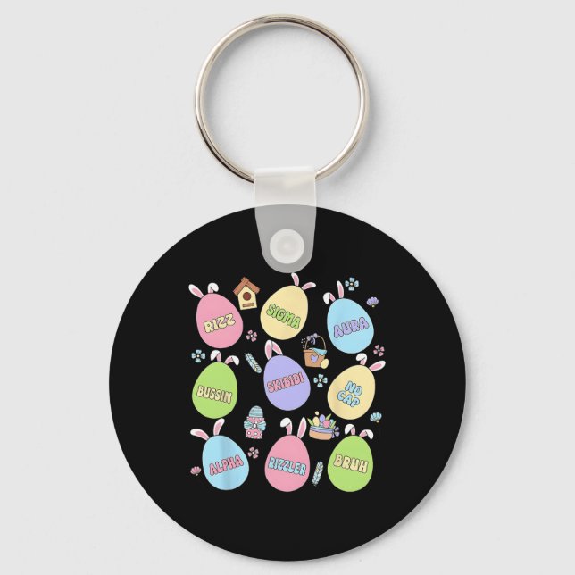 Skibidi Easter Day Egg Hunt Funny No Cap Rizz Meme Key Ring (Front)