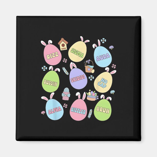Skibidi Easter Day Egg Hunt Funny No Cap Rizz Meme Magnet (Front)