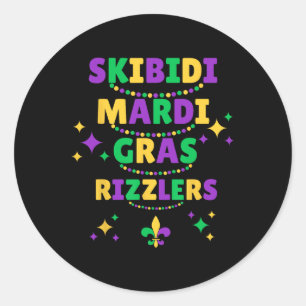 Skibidi Mardi Gras Shirt Boys Funny Mardi Gras For Classic Round Sticker