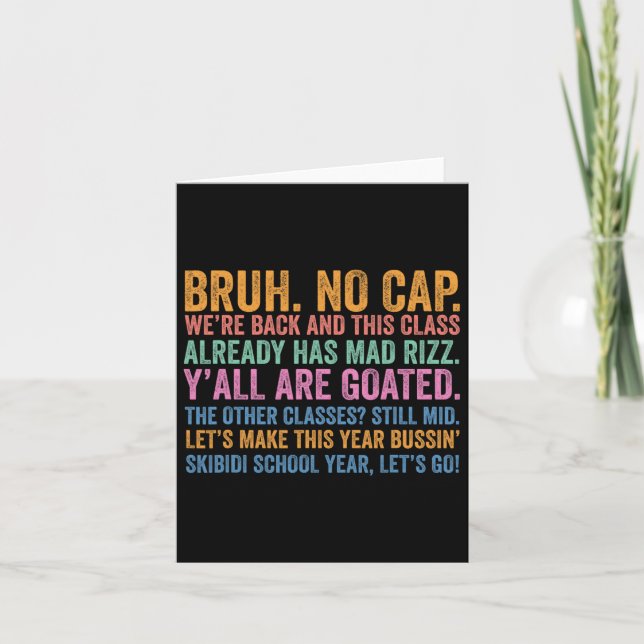 Skibidi Rizz Cl Bussin Back To School No Cap Cl Go Card (Front)