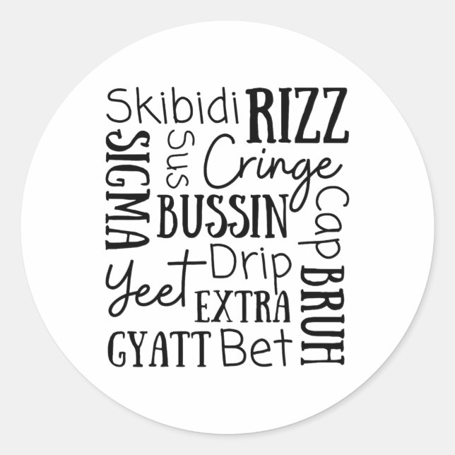 Skibidi Rizz Funny Kids Rizz Bussin Gen Z Christma Classic Round Sticker (Front)