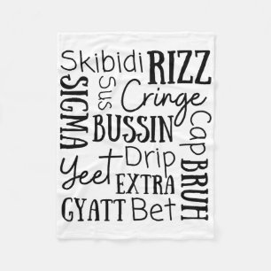 Skibidi Rizz Funny Kids Rizz Bussin Gen Z Christma Fleece Blanket