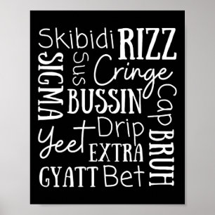 Skibidi Rizz Funny Kids Rizz Bussin Gen Z Christma Poster